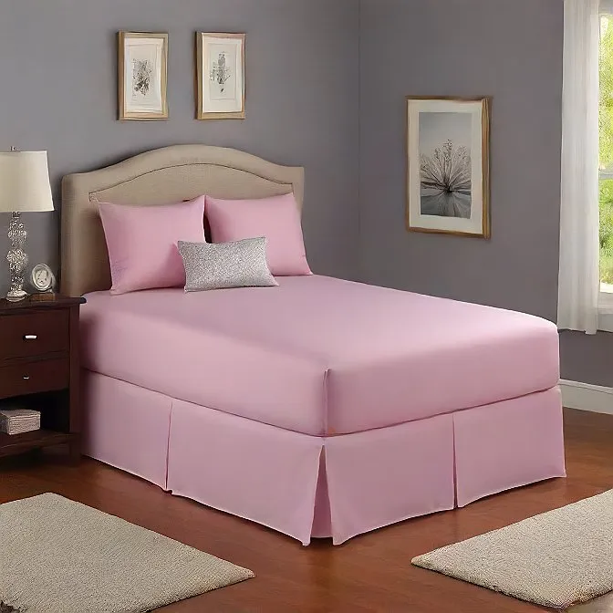 15 Inch Drop Bed Skirt Light Pink 1000TC Egyptian Cotton 1-PC