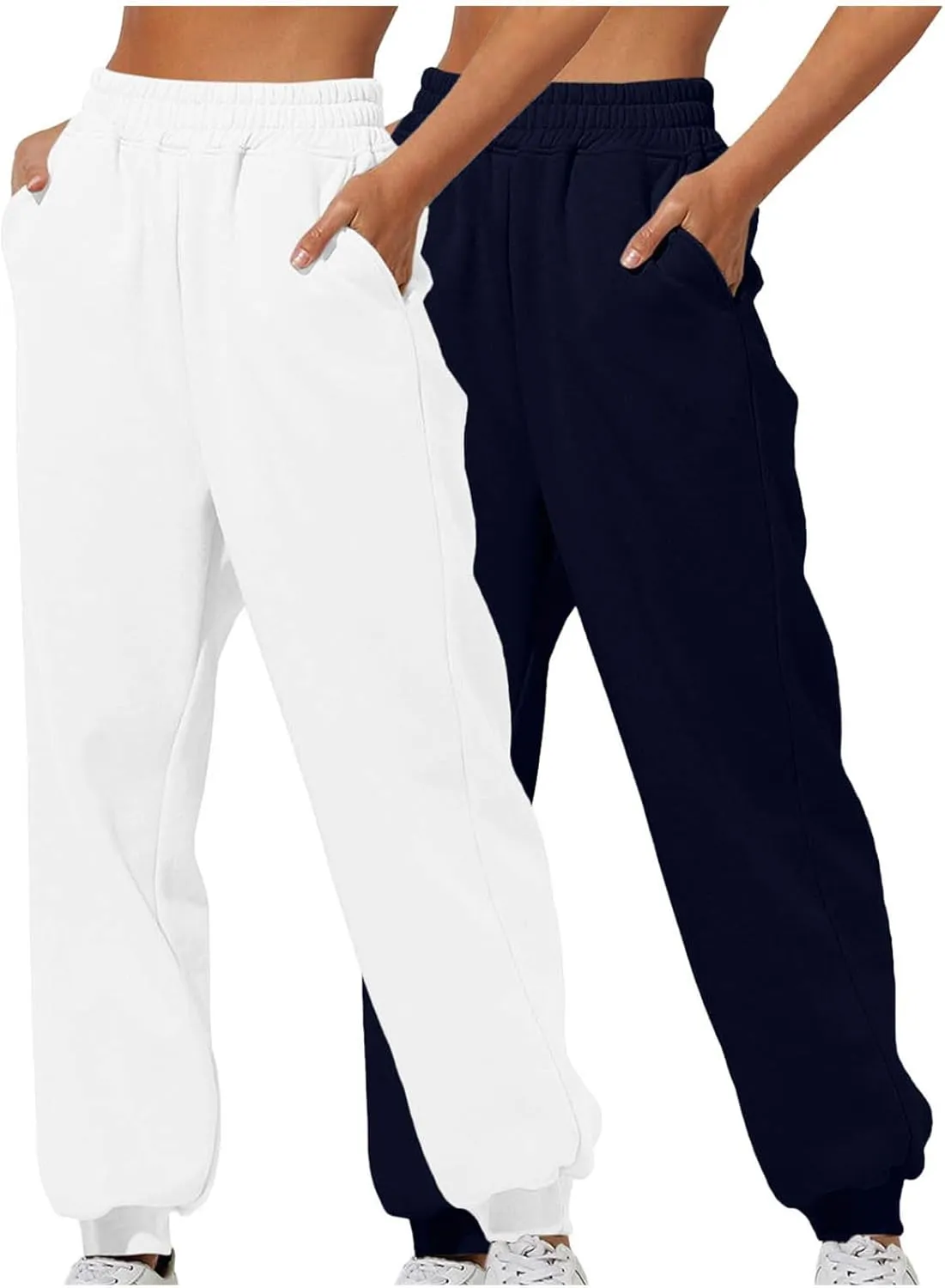 2 Pcs Sweatpants for Women Baggy Comfy Lounge Pants Yoga Joggers Workout Jogger Pants Elastic Waist Trendy Trousers