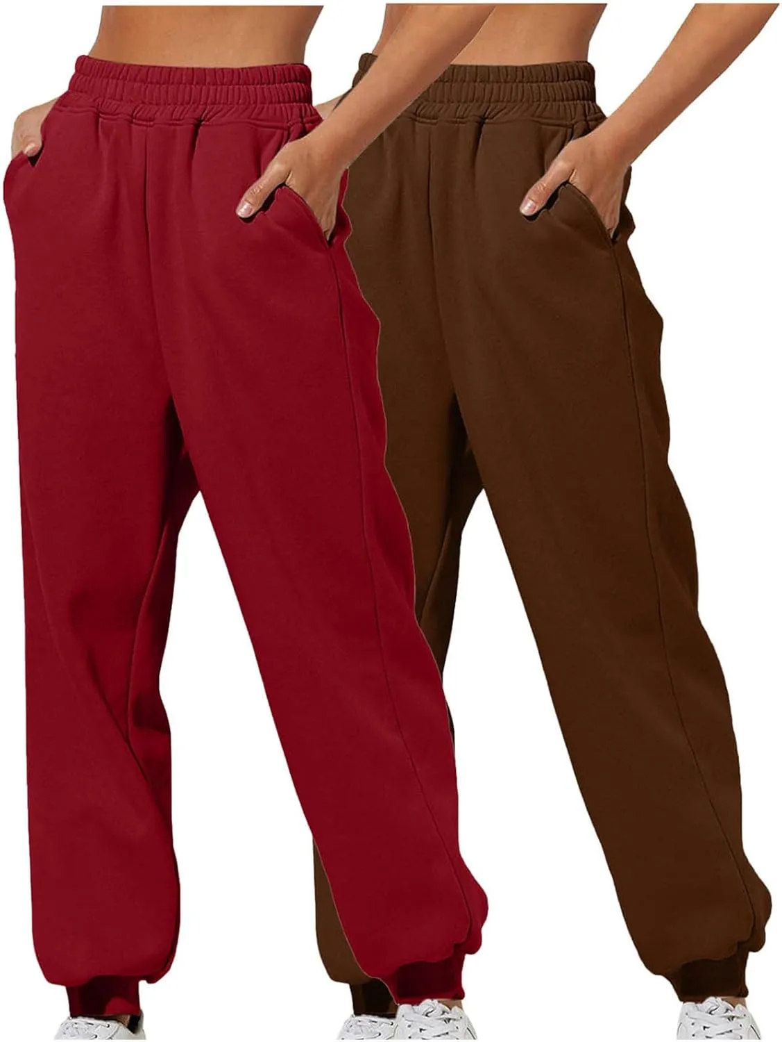 2 Pcs Sweatpants for Women Baggy Comfy Lounge Pants Yoga Joggers Workout Jogger Pants Elastic Waist Trendy Trousers