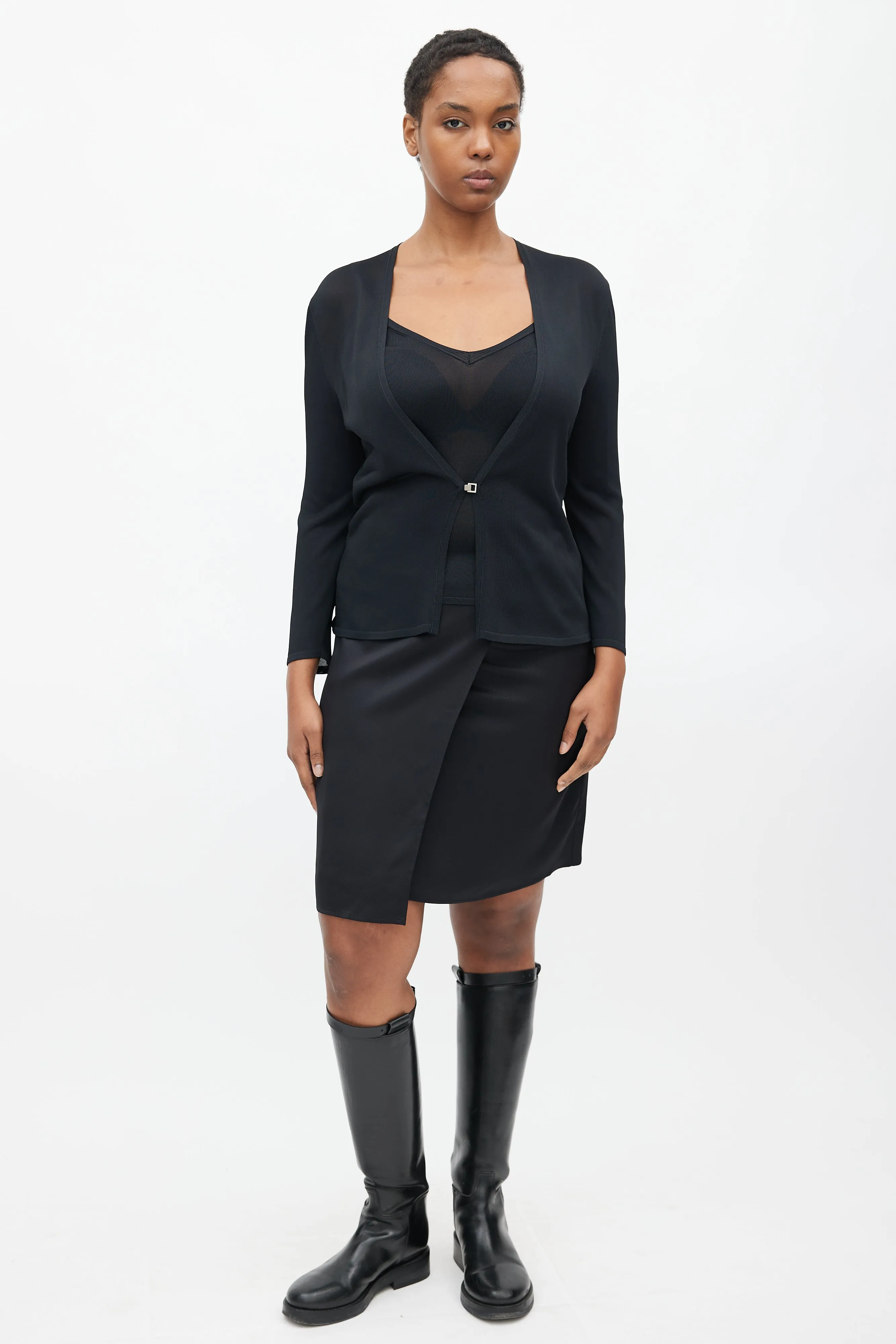 Black Knit Tank & Cardigan Set