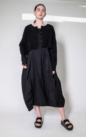 Black Label Cropped Cardigan in Black