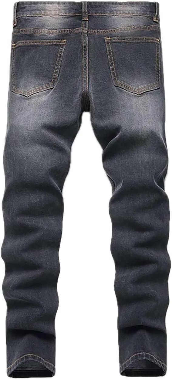 Boy's Jeans Pants Kids Ripped Skinny Jeans Casual Slim Fit Denim Jeans Trousers