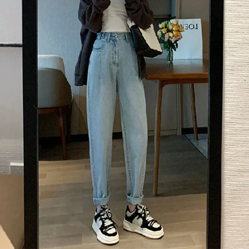 Casual High Rise Fleece Lining Jeans