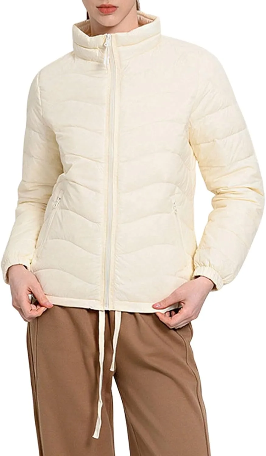 CHARTOU Women Puffer Jacket Lightweight Winter Coat Casual Full Zip Down Jacket Parka Insulated Jacket Overcoat