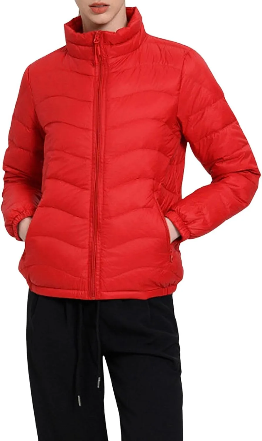 CHARTOU Women Puffer Jacket Lightweight Winter Coat Casual Full Zip Down Jacket Parka Insulated Jacket Overcoat