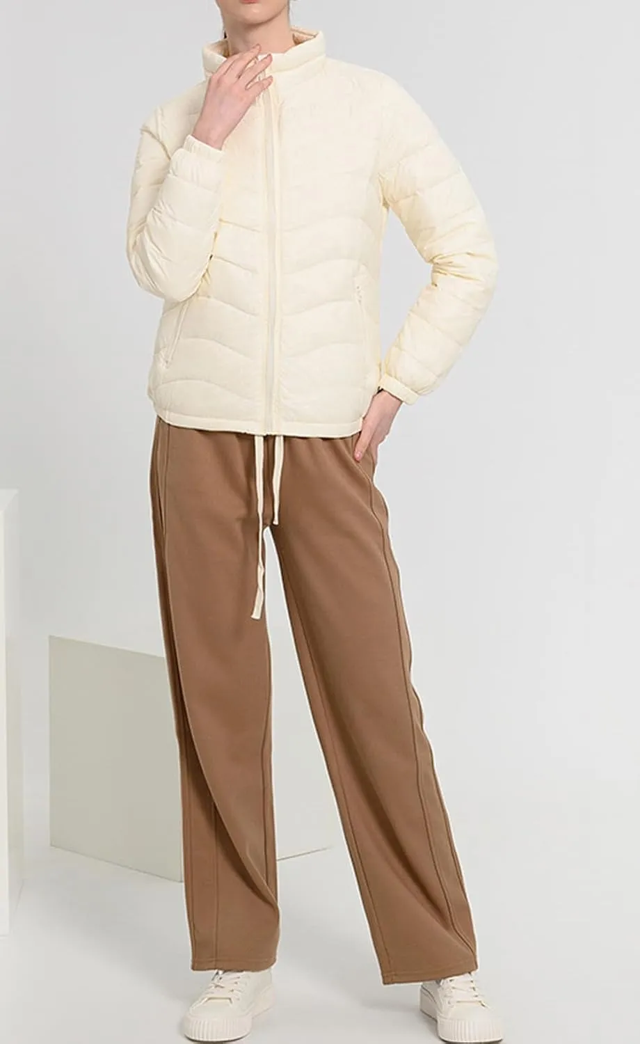 CHARTOU Women Puffer Jacket Lightweight Winter Coat Casual Full Zip Down Jacket Parka Insulated Jacket Overcoat
