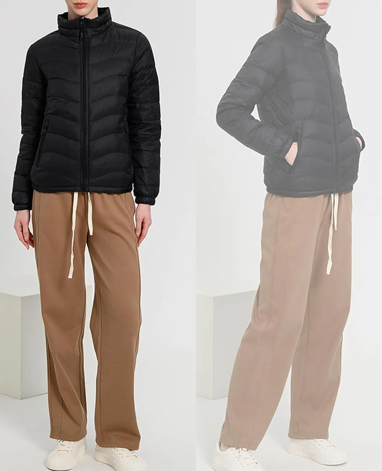 CHARTOU Women Puffer Jacket Lightweight Winter Coat Casual Full Zip Down Jacket Parka Insulated Jacket Overcoat