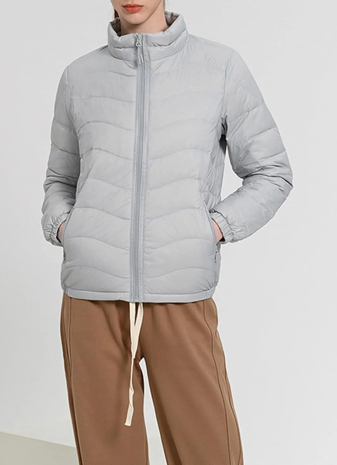 CHARTOU Women Puffer Jacket Lightweight Winter Coat Casual Full Zip Down Jacket Parka Insulated Jacket Overcoat