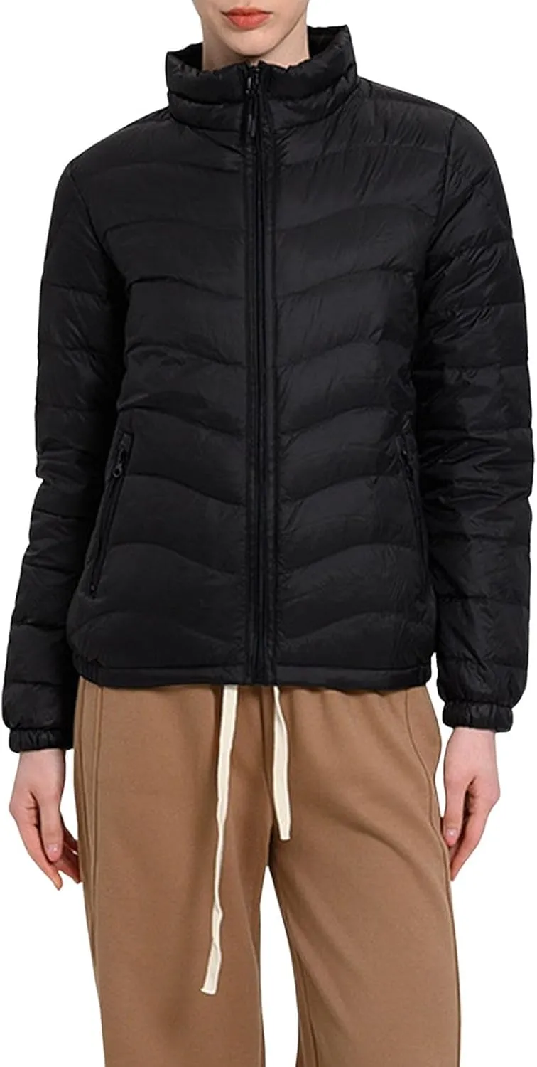 CHARTOU Women Puffer Jacket Lightweight Winter Coat Casual Full Zip Down Jacket Parka Insulated Jacket Overcoat