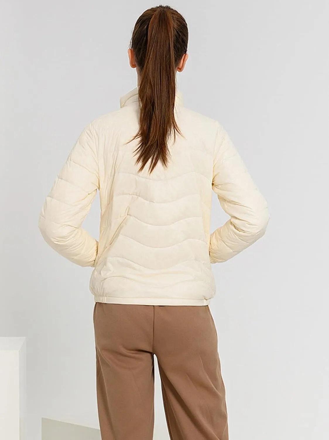 CHARTOU Women Puffer Jacket Lightweight Winter Coat Casual Full Zip Down Jacket Parka Insulated Jacket Overcoat
