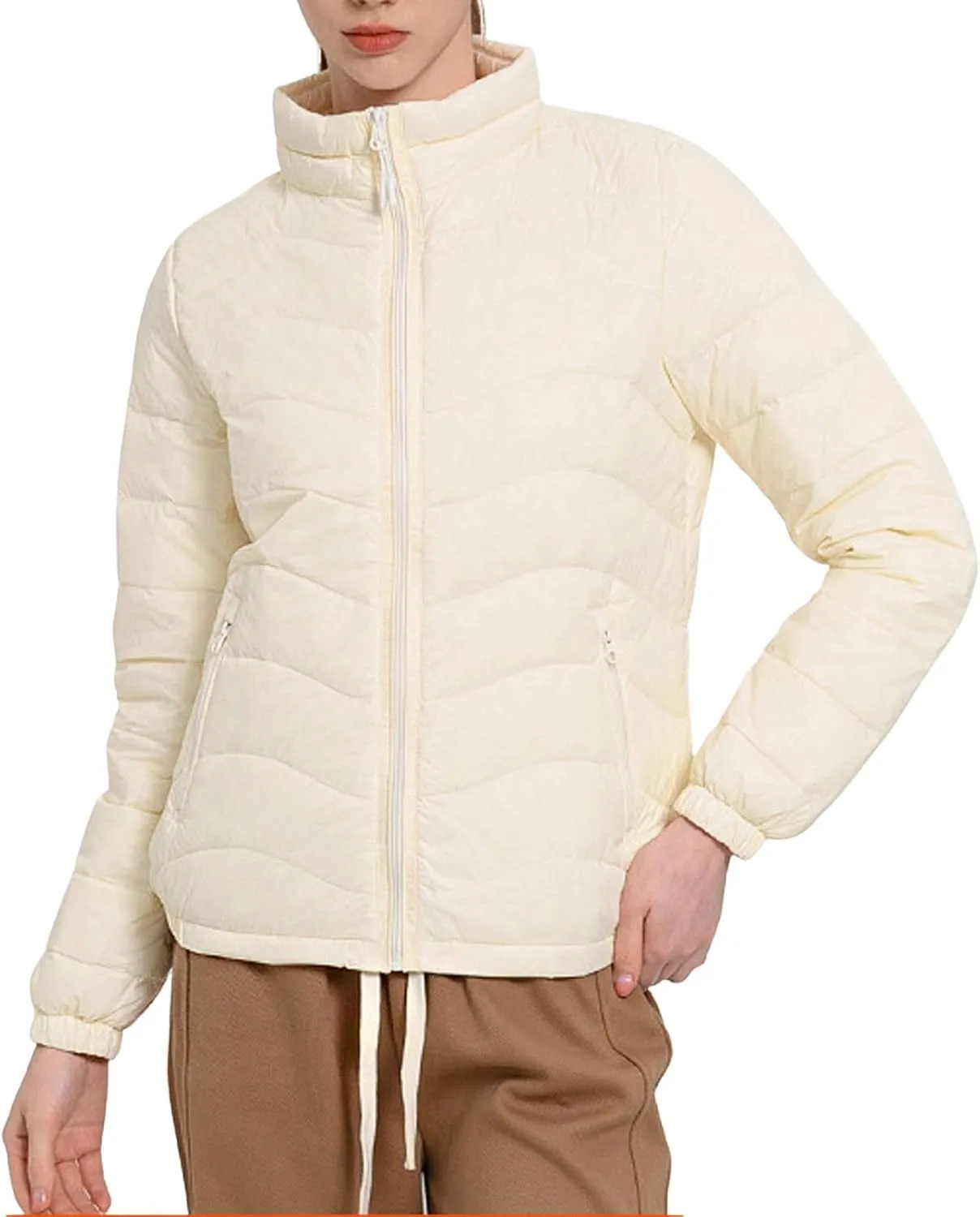 CHARTOU Women Puffer Jacket Lightweight Winter Coat Casual Full Zip Down Jacket Parka Insulated Jacket Overcoat