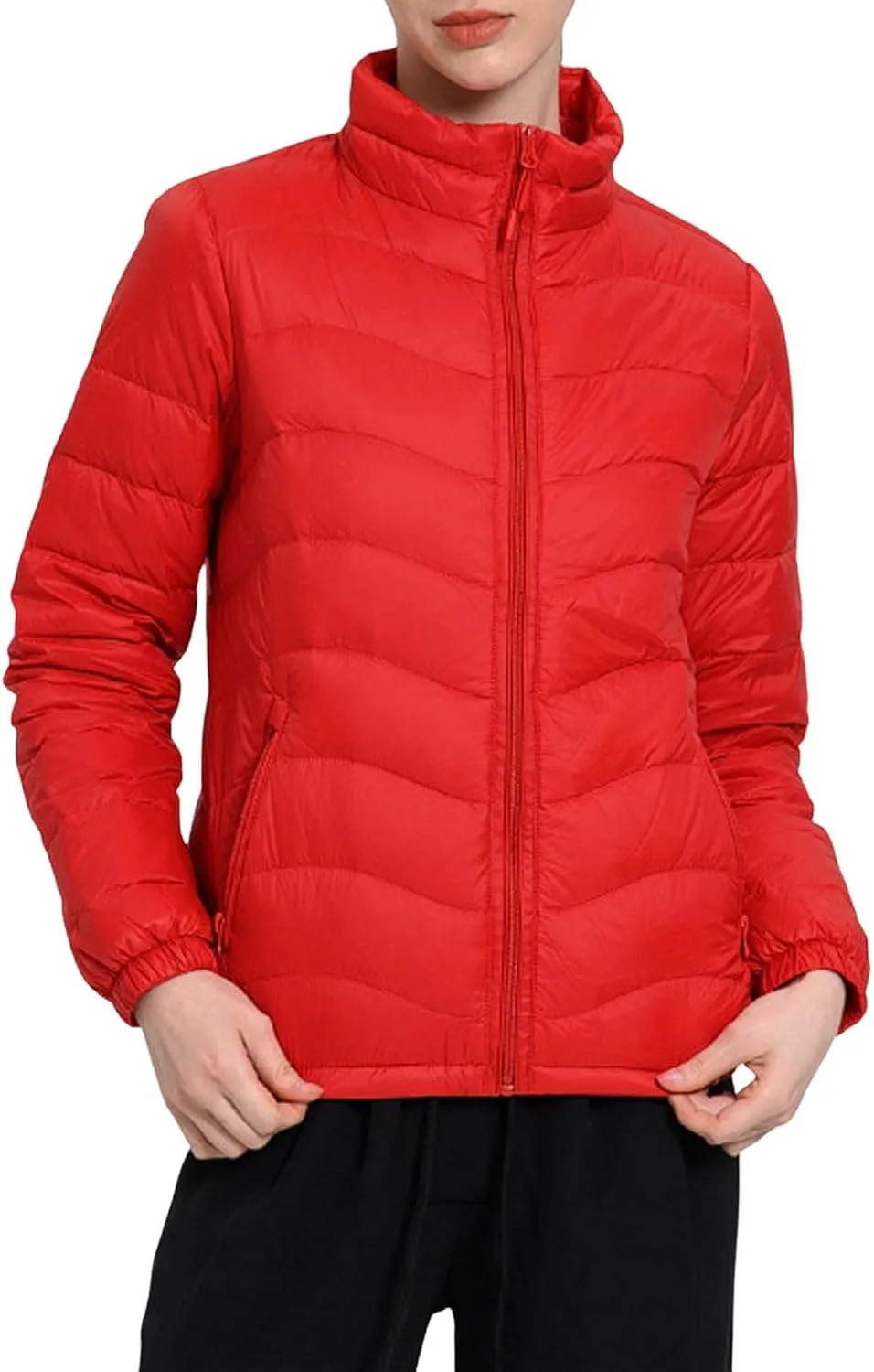 CHARTOU Women Puffer Jacket Lightweight Winter Coat Casual Full Zip Down Jacket Parka Insulated Jacket Overcoat
