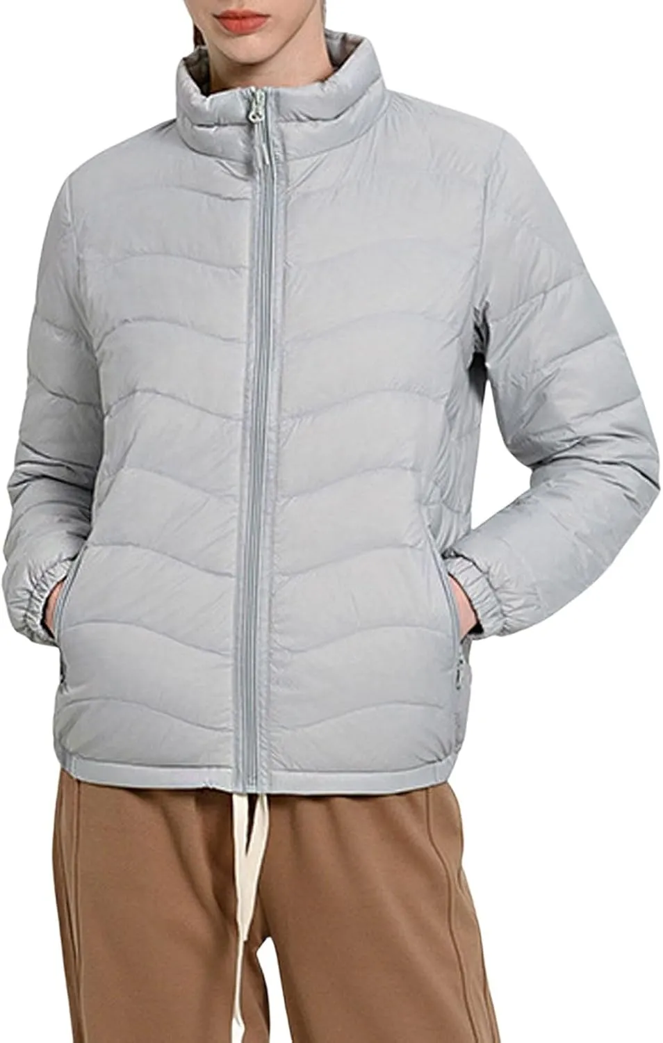 CHARTOU Women Puffer Jacket Lightweight Winter Coat Casual Full Zip Down Jacket Parka Insulated Jacket Overcoat