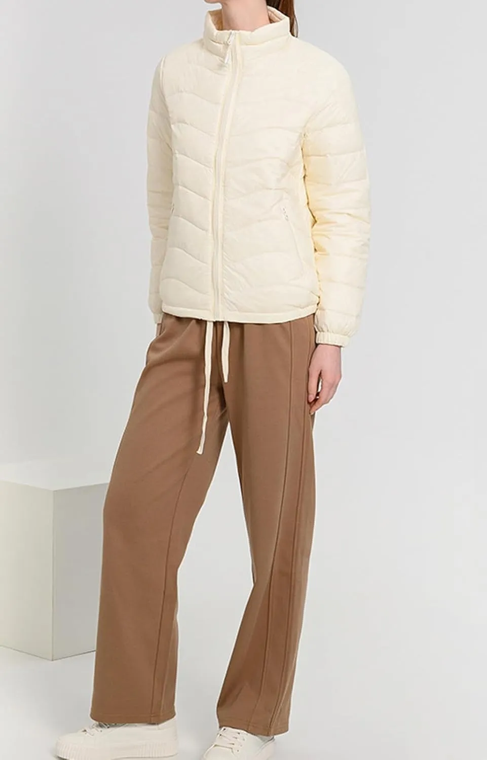 CHARTOU Women Puffer Jacket Lightweight Winter Coat Casual Full Zip Down Jacket Parka Insulated Jacket Overcoat