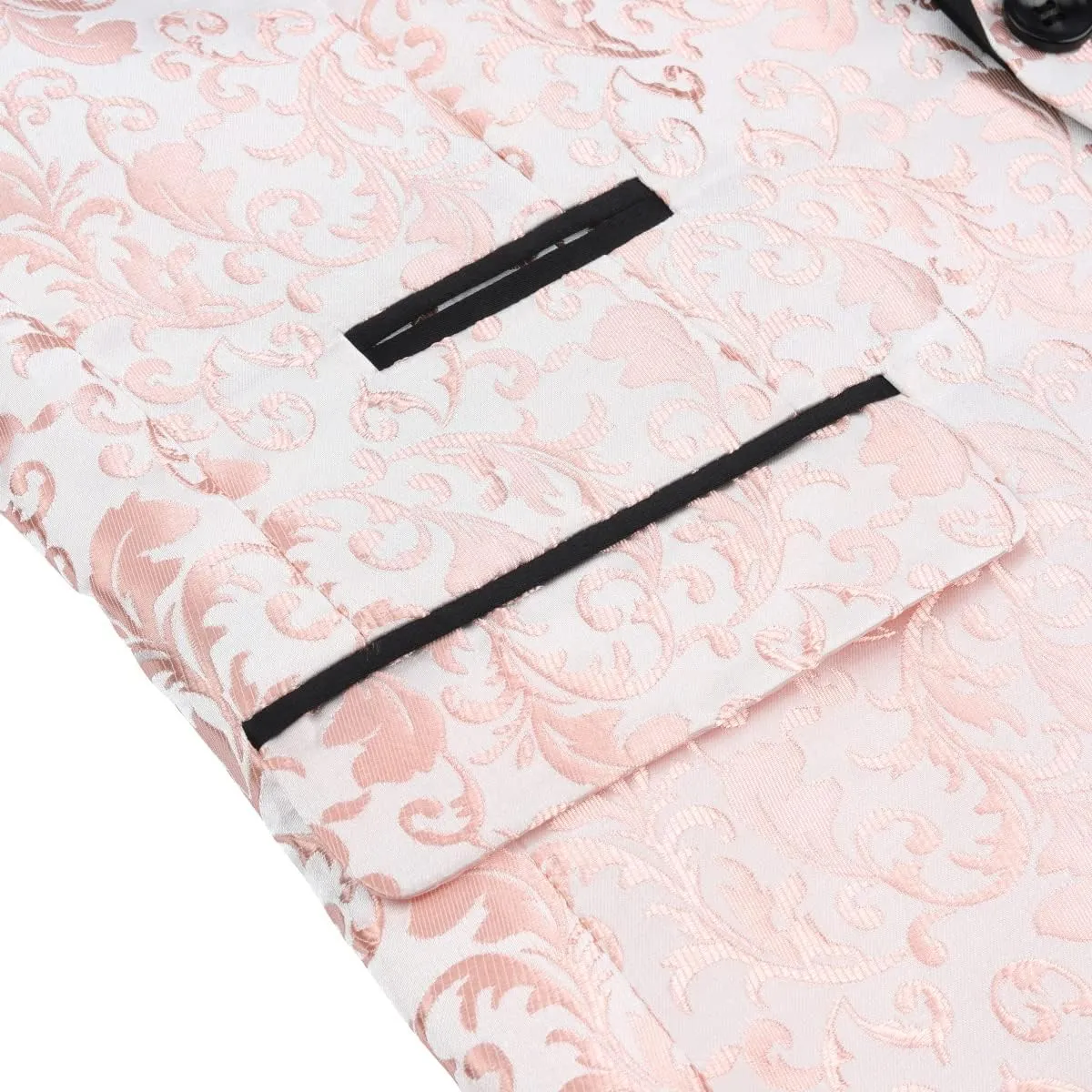 Cloudstyle Mens Floral Jacquard Dress Suit Jacket 1 Button Print Tux Blazer Sport Coat