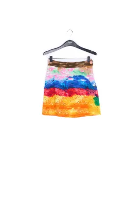 Colorful paint stroke print A-line mini skirt