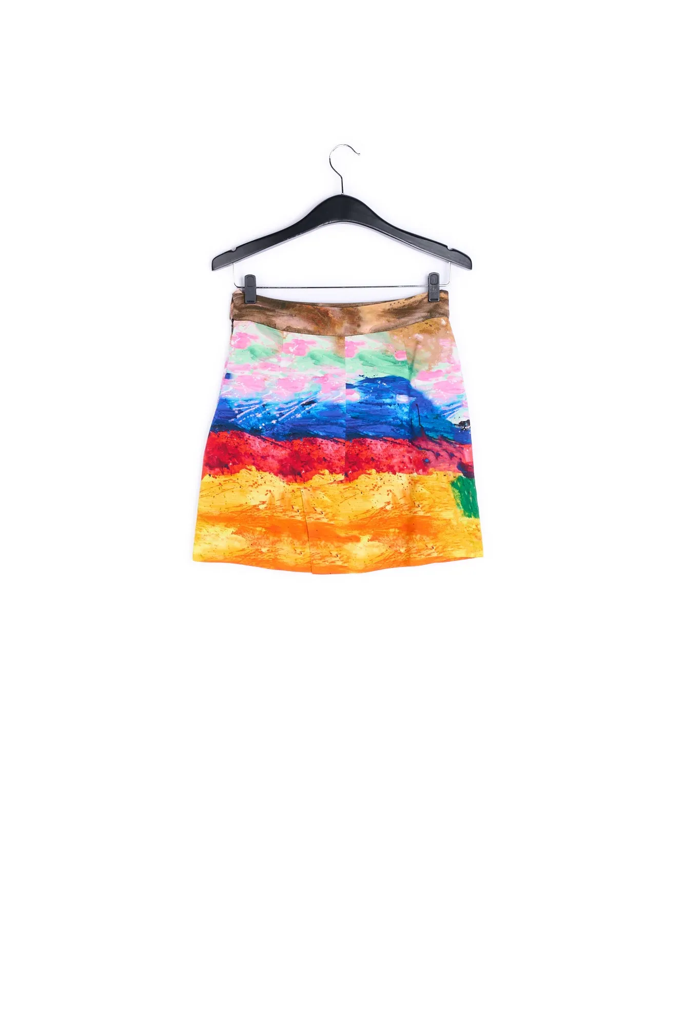 Colorful paint stroke print A-line mini skirt