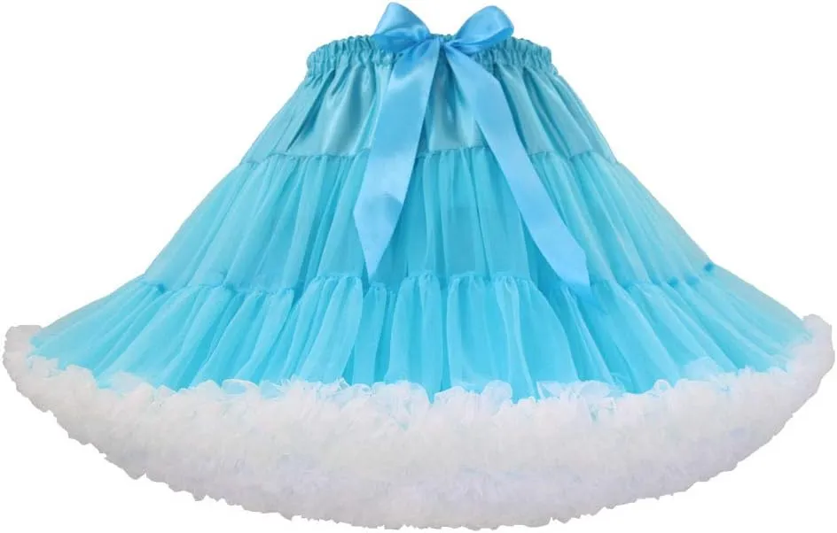 Colyanda Womens 3-Layered Pleated Tulle Petticoat Tutu Puffy Party Cosplay Skirt