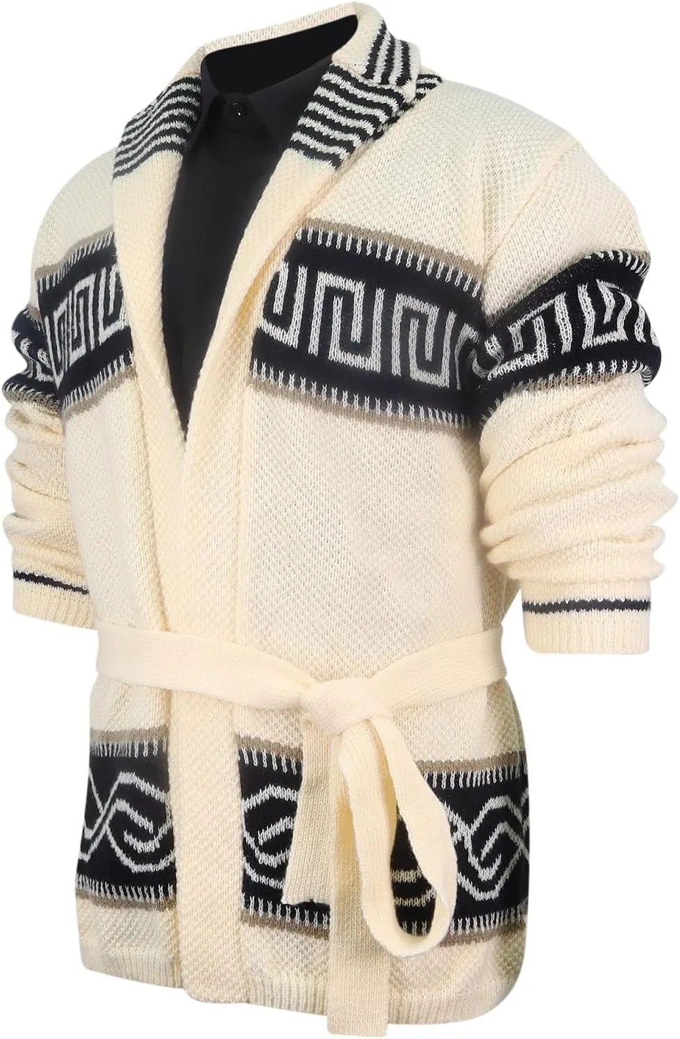 Dgoopd Cardigan Sweaters for Men Color Block Cable Knit Sweater Button Down Open Front Cardigan Casual Outwear with Pockets