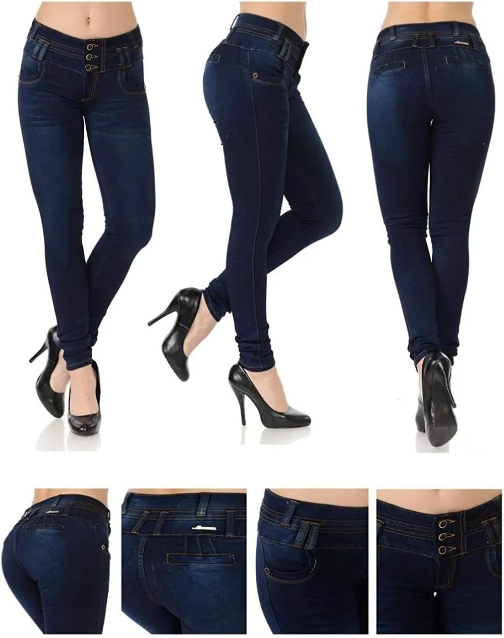 Diamante Women's Skinny Jeans Casual Stretch HIGH Waist Denim Jeans Pants