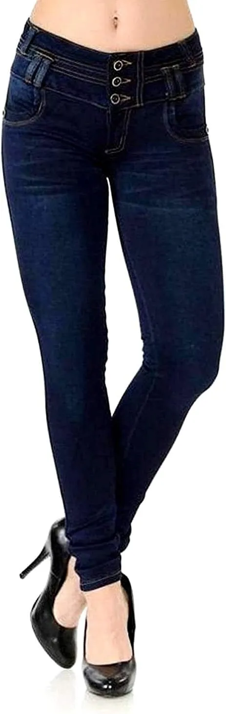 Diamante Women's Skinny Jeans Casual Stretch HIGH Waist Denim Jeans Pants