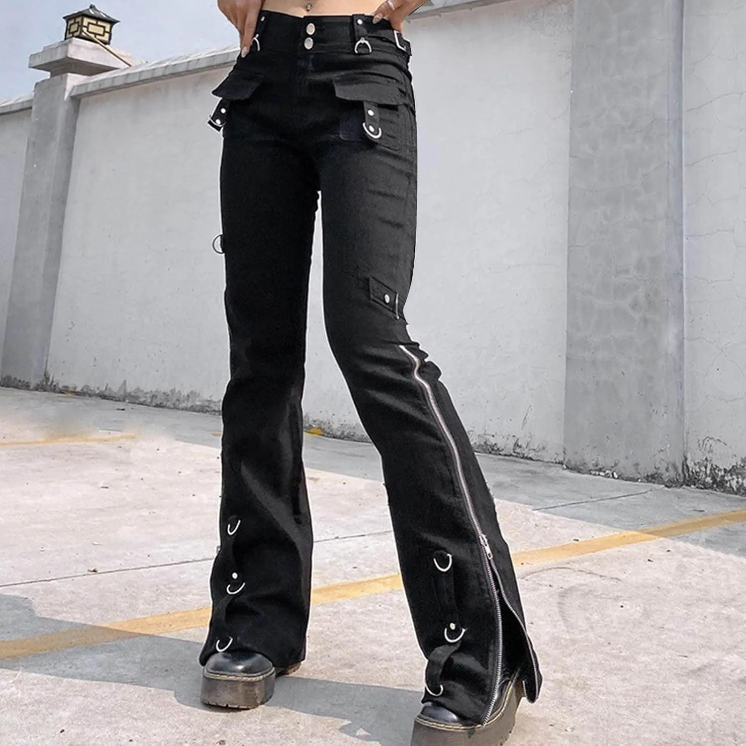 Flare Jeans for Women Fashion High Waist Button Denim Pants Casual Stretch Bootcut Jeans Skinny Bell Bottom Jeans