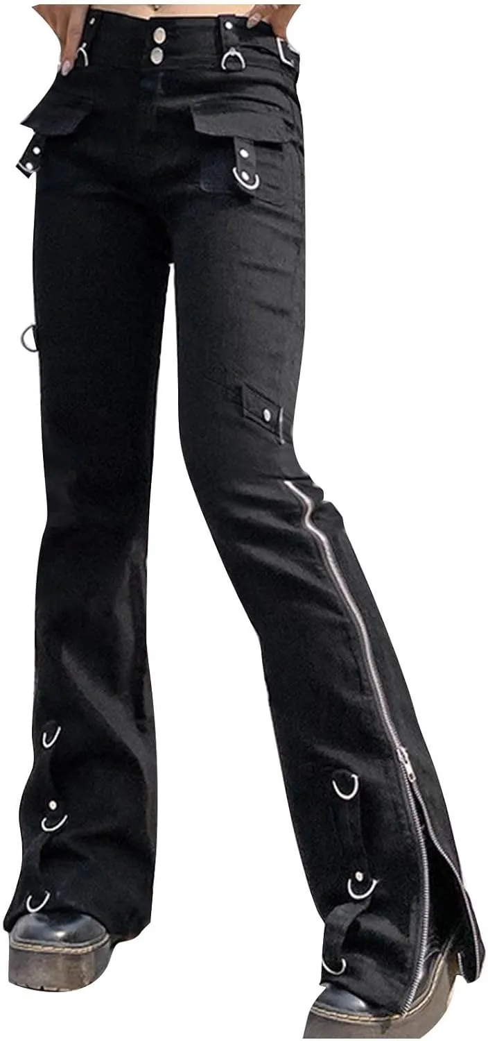 Flare Jeans for Women Fashion High Waist Button Denim Pants Casual Stretch Bootcut Jeans Skinny Bell Bottom Jeans