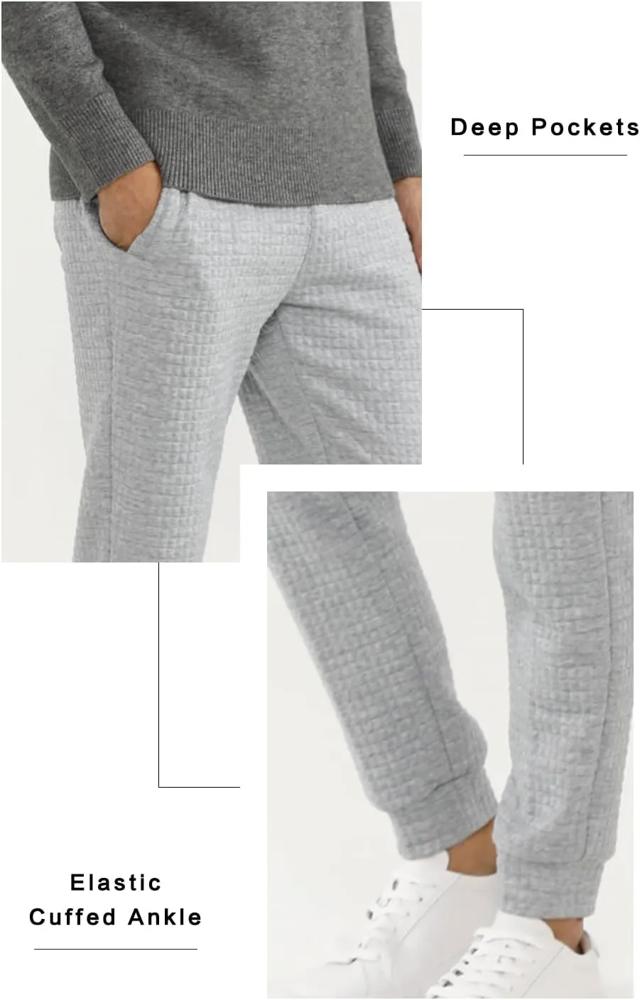 GINGTTO Men's Sweatpants Waffle Slim Fit Stretch Jogger Pants for Men