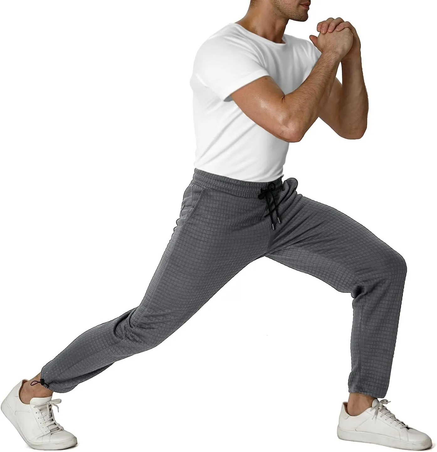 GINGTTO Men's Sweatpants Waffle Slim Fit Stretch Jogger Pants for Men