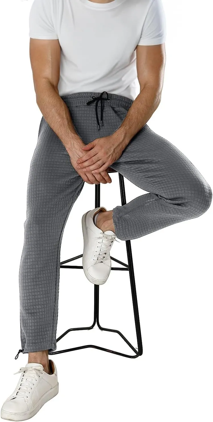 GINGTTO Men's Sweatpants Waffle Slim Fit Stretch Jogger Pants for Men