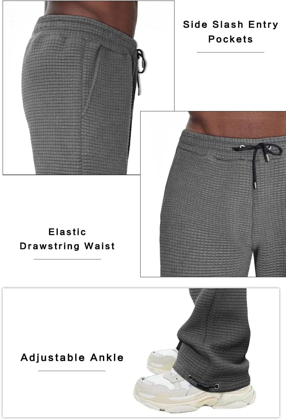 GINGTTO Men's Sweatpants Waffle Slim Fit Stretch Jogger Pants for Men