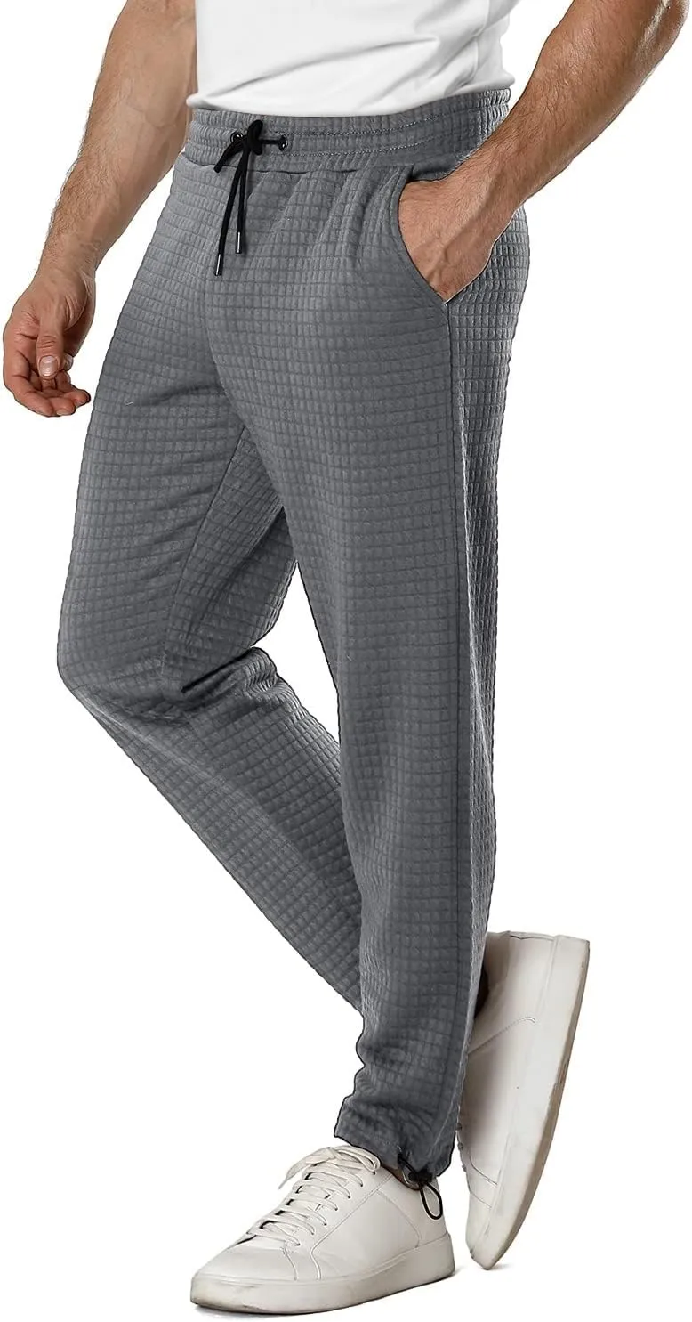 GINGTTO Men's Sweatpants Waffle Slim Fit Stretch Jogger Pants for Men