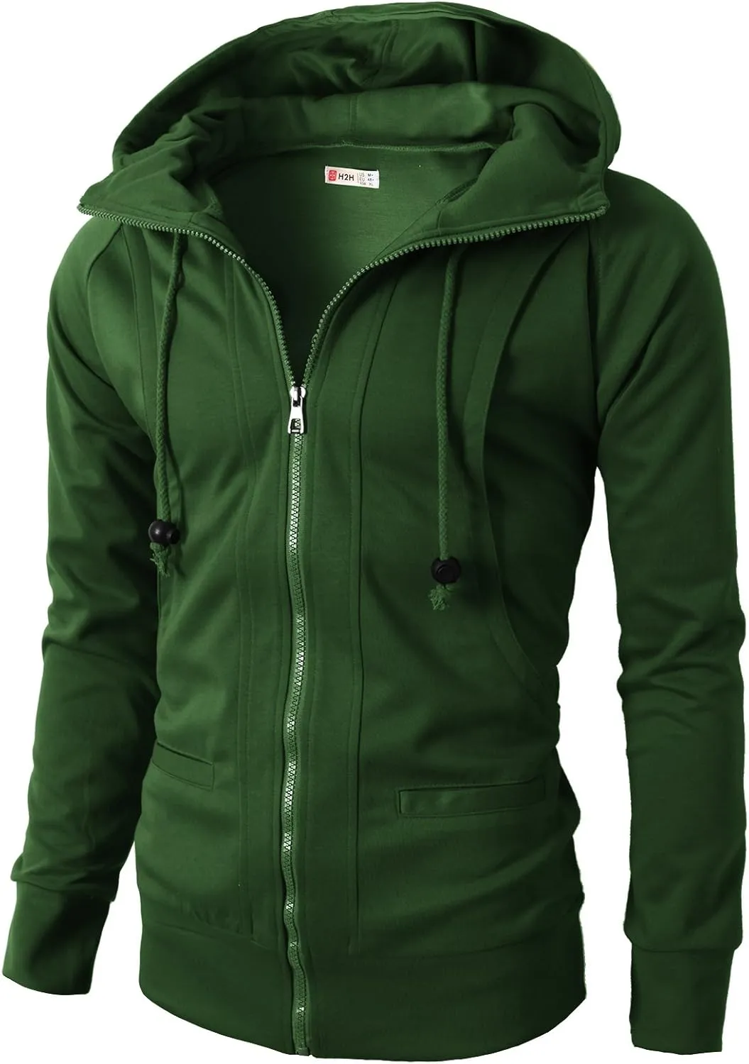 H2H Mens Casual Slim Fit Hoodie Zip-Up Long Sleeve Active Jackets