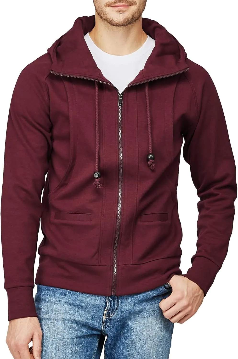 H2H Mens Casual Slim Fit Hoodie Zip-Up Long Sleeve Active Jackets