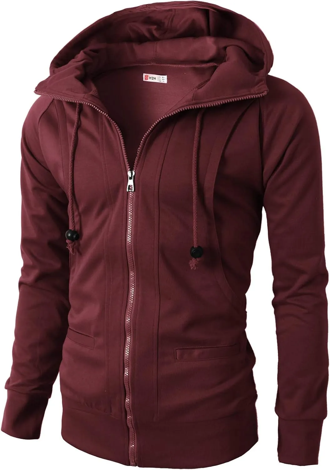 H2H Mens Casual Slim Fit Hoodie Zip-Up Long Sleeve Active Jackets