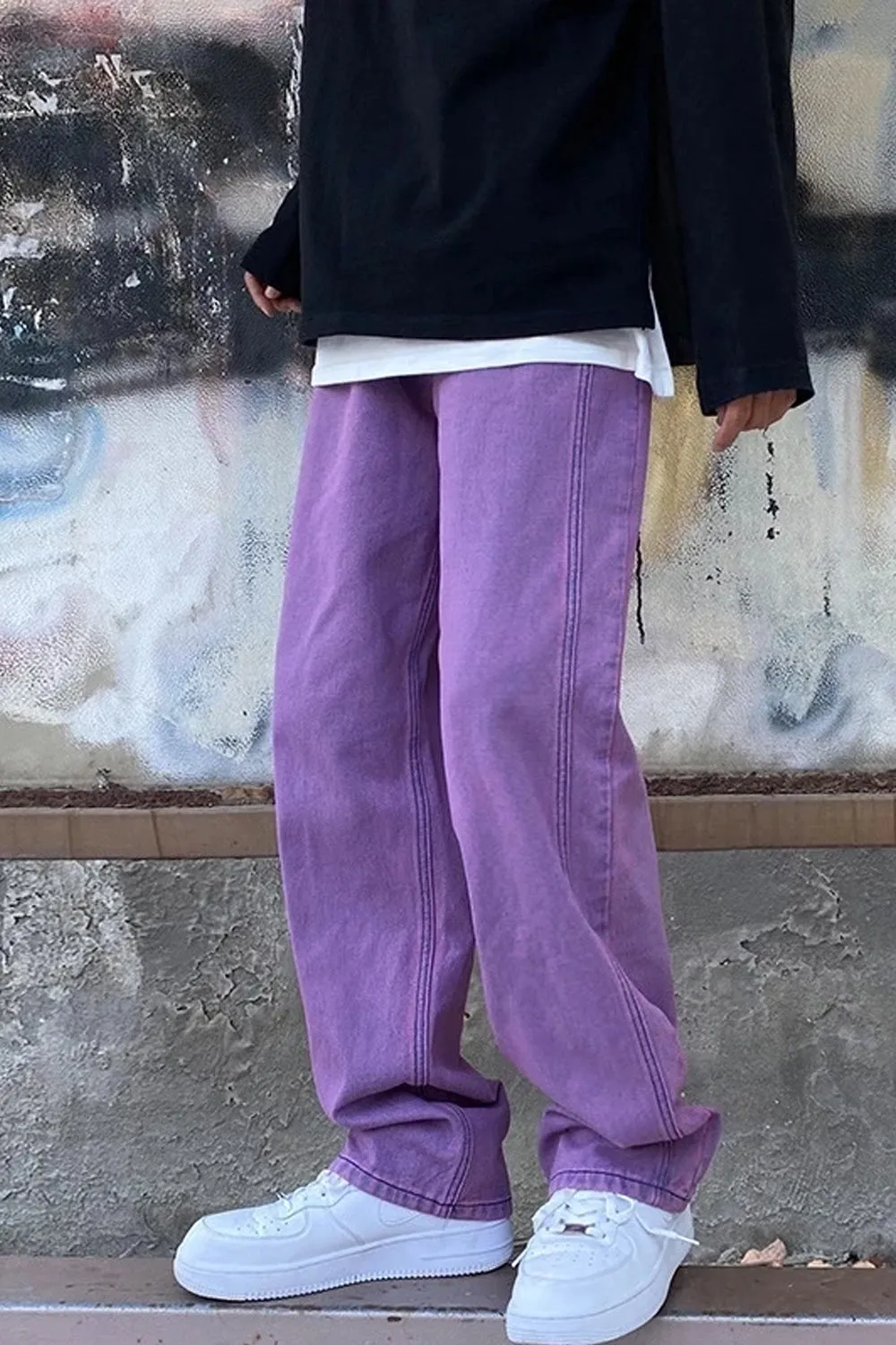 High Waist Casual Purple Jeans Pants