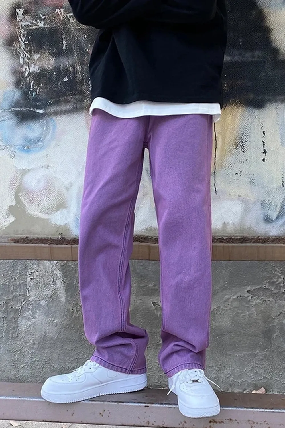 High Waist Casual Purple Jeans Pants
