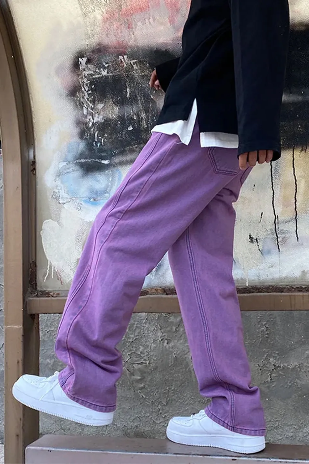 High Waist Casual Purple Jeans Pants