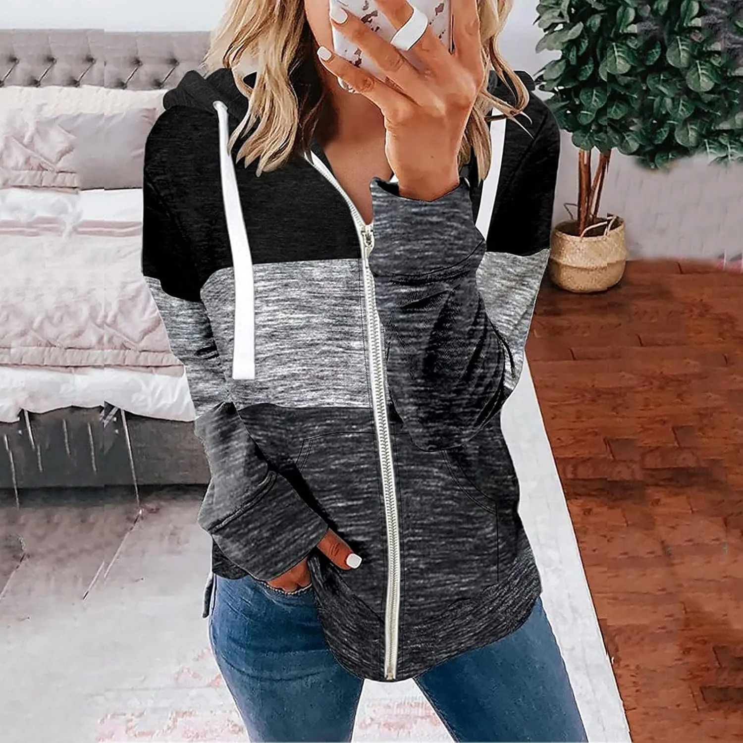Hoodie Jackets,Stylish Active Slim Fit Zip up Long Sleeve Hoodie Sweatshirt Pullover Tops