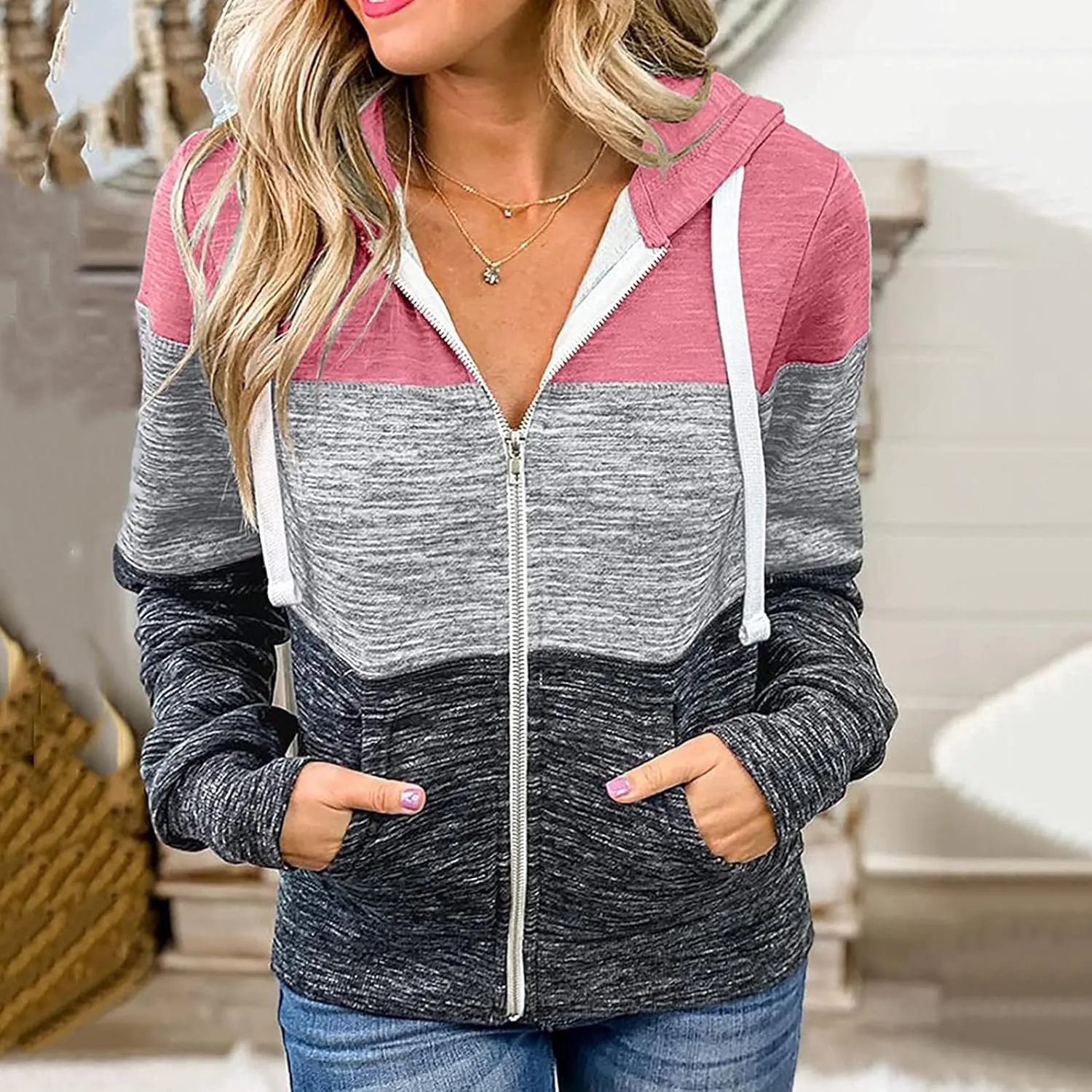 Hoodie Jackets,Stylish Active Slim Fit Zip up Long Sleeve Hoodie Sweatshirt Pullover Tops
