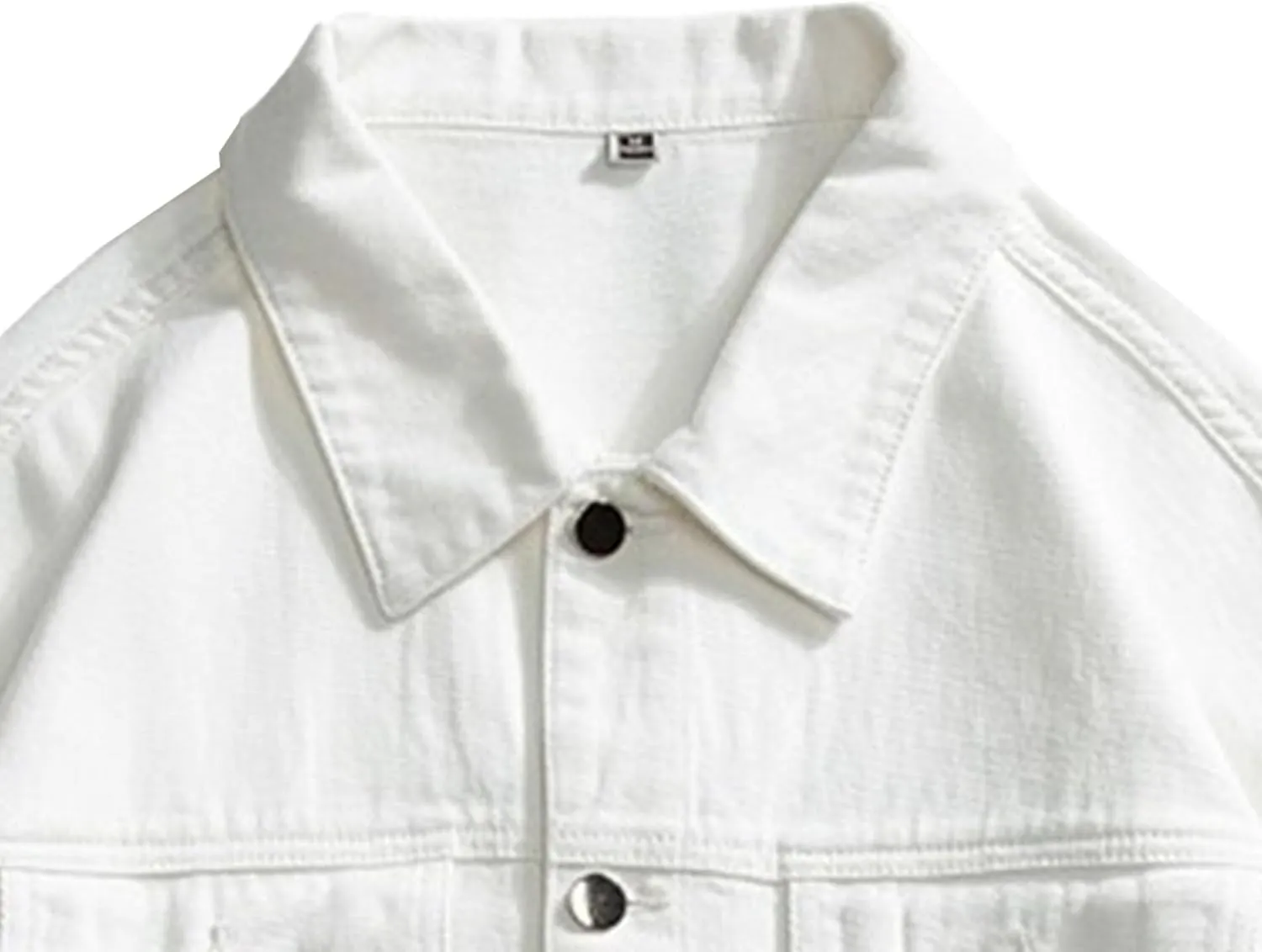 JEKE-DG Men's Stylish Loose Fit Casual Jeans Jacket Button Down Trucker Moto Denim Jacket Solid Lapel Comfort Jean Coat