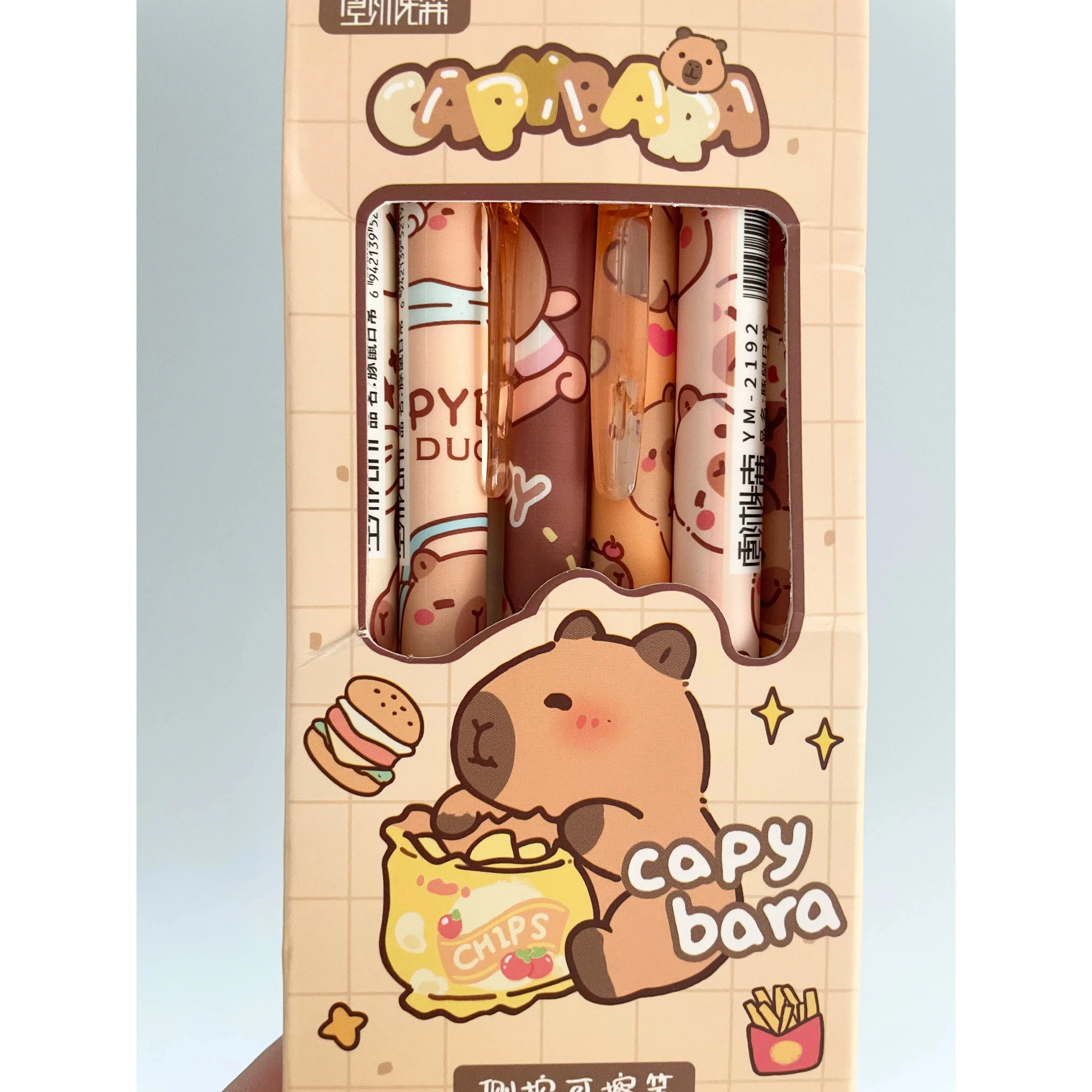 Kawaii Capybara Blue Ink Pens 6 Pack