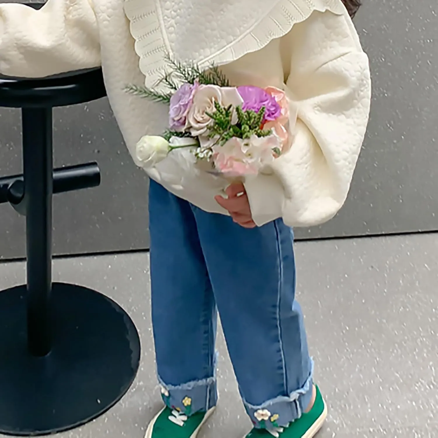 Kids Girls Casual Baggy Wide Leg Denim Pants Elastic Waist Casual Jeans Toddler Jeans Girls