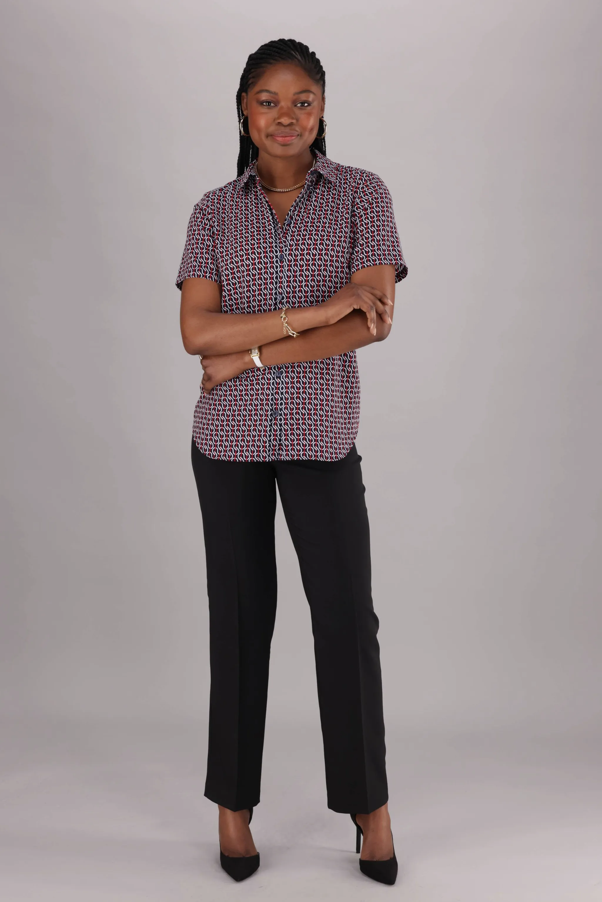 Kim short-sleeved shirt - navy print