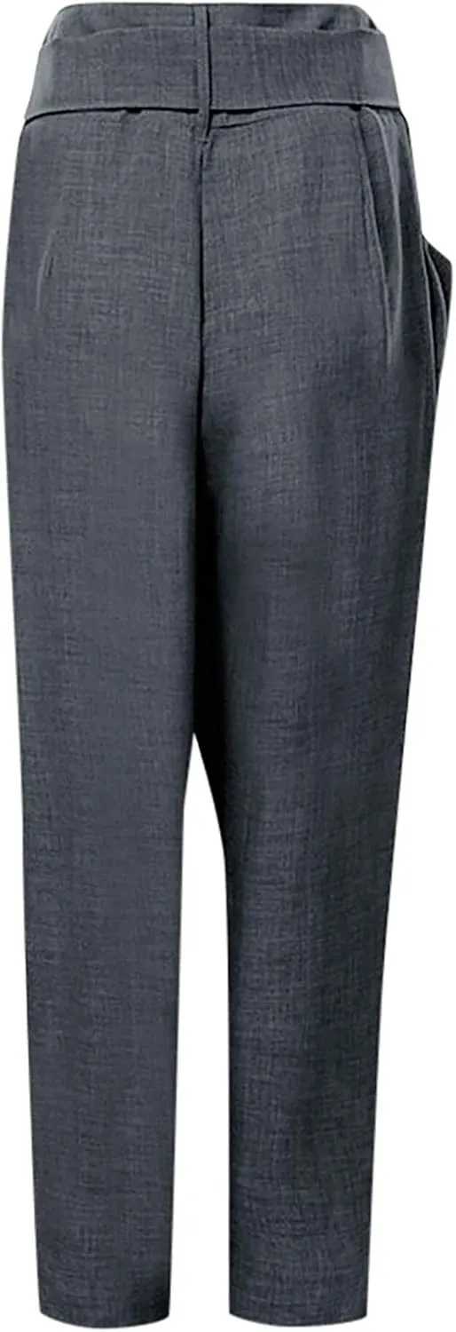 LCMTWX Capris Pants for Women Leg Pants Fashion Drawstring Elastic Trousers Comfy Straight Leg Long Pants with Pockets