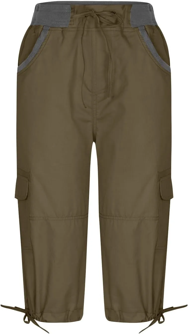 LCMTWX Capris Pants for Women Leg Pants Fashion Drawstring Elastic Trousers Comfy Straight Leg Long Pants with Pockets