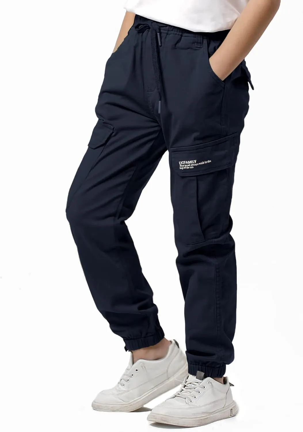 LOKTARC Boys' Pull-On Slim Fit Camo Cargo Jogger Pants