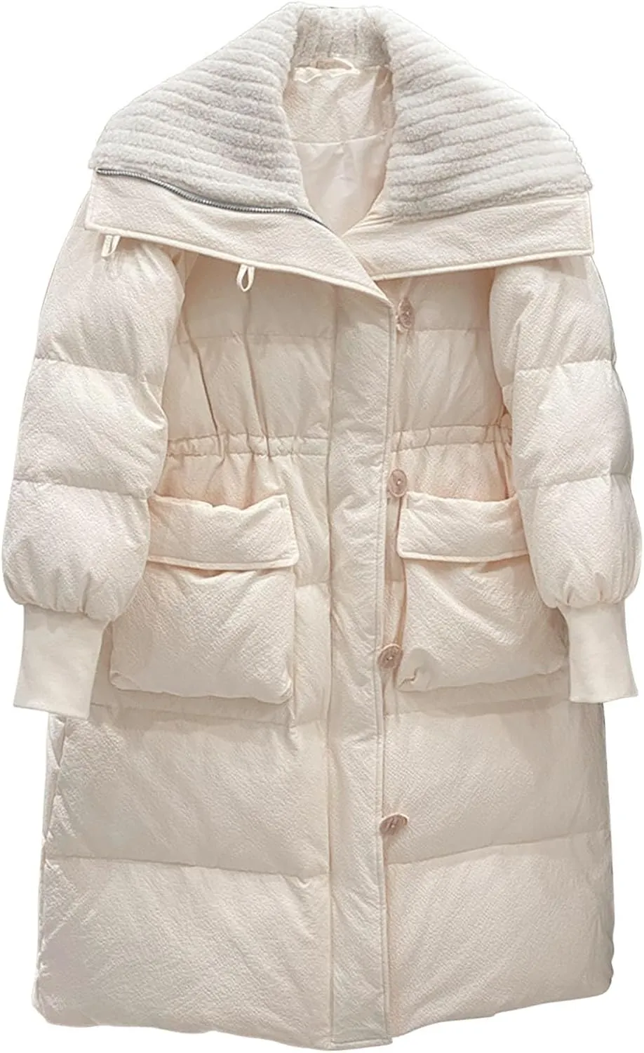 Long Winter Puffer Coat for Women Hooded Down Jacket With Pockets Waterproof Thick Quilted Maxi Puffer Parka Coat