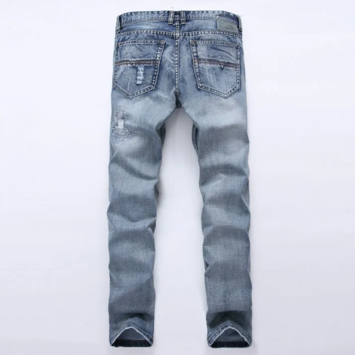 MCCKLE Mens Ripped Jeans Pants Light Blue Slim Fit