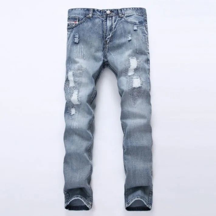 MCCKLE Mens Ripped Jeans Pants Light Blue Slim Fit